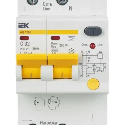 Выключатель автоматический дифференциального тока 2п C 32А 30мА тип A 4.5кА АД-12М KARAT IEK MAD12-2-032-C-030