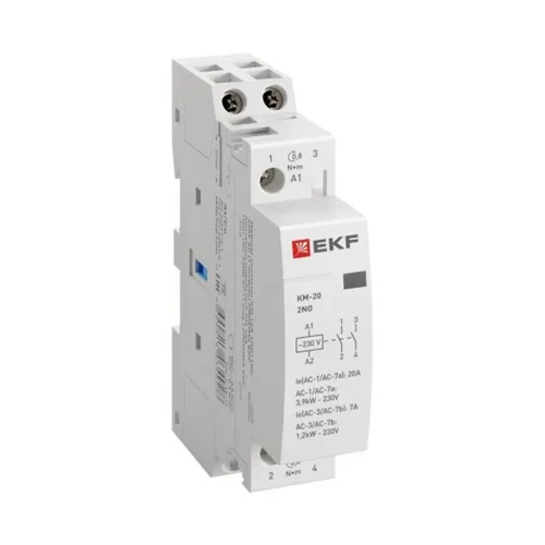 Контактор модульный КМ 20А 2NО (1 мод.) EKF km-1-20-20 - фото
