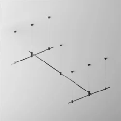 Готовая конструкция прямая 2м х 1м двухуровневая на тросовых подвесах Hang без светильников и блока питания, черный (Черный)