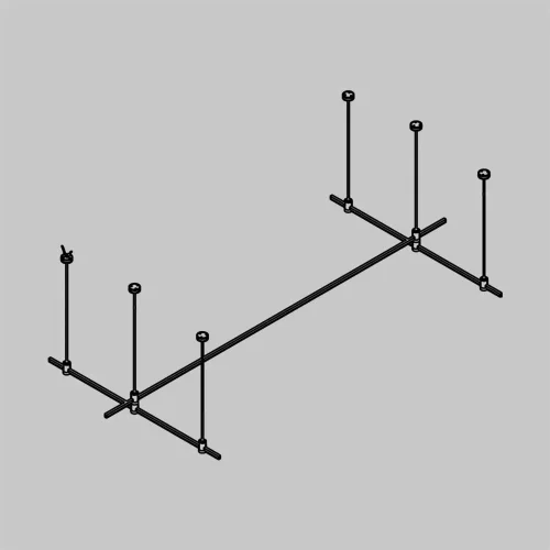 Готовая конструкция прямая 2м х 1м двухуровневая на тросовых подвесах Hang без светильников и блока питания, черный (Черный) - фото 2