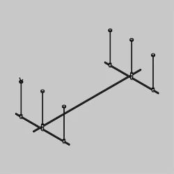 Готовая конструкция прямая 2м х 1м двухуровневая на тросовых подвесах Hang без светильников и блока питания, черный (Черный)