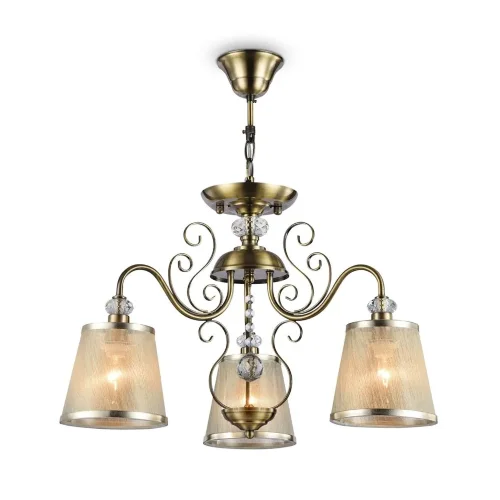 Серия из металла цвета античной бронзы. Арматура светильников Driana дополнена завитками на рожках и узогнутым декором в центральной части. Абажуры из полупрозрачной органзы выполнены в виде колокольчиков и обрамлены ободками из металла. (Бронза Антик) -