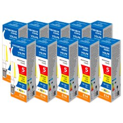 LED-CW35-5W-3000K-E14-CL-SLF SET10 Лампа светодиодная, Форма свеча на ветру, прозрачная, Серия Optima Филамент, Теплый белый свет 3000К, Упаковка 10 штук