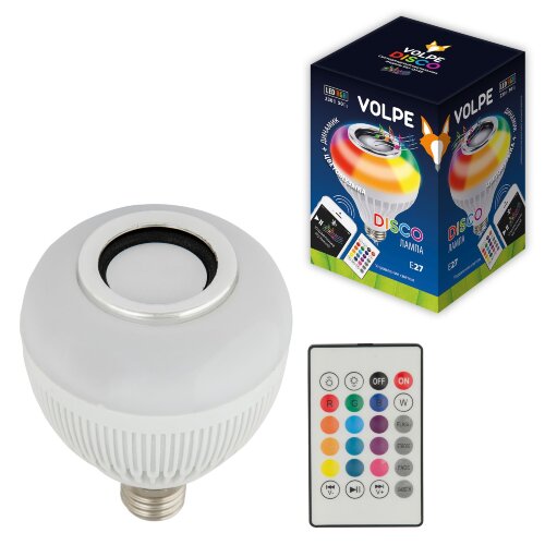 ULI-Q340 8W-RGB-E27 WHITE Светодиодный светильник Диско, с динамиком и Bluetooth, 220В, Белый - фото 9