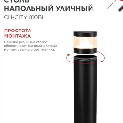 Столб напольный СН-CITY 810BL для светильника ТБУ-CITY 810мм черный IP54 IN HOME
