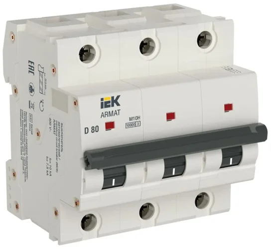 Выключатель автоматический модульный 3п D 80А M10H ARMAT IEK AR-M10H-3-D080 - фото