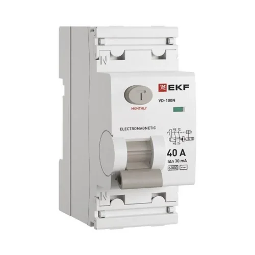 Выключатель дифференциального тока 2п 40А 30мА тип AC 6кА ВД-100N электромех. PROxima EKF E1026M4030 - фото