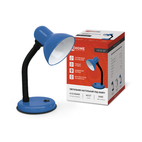 Светильник настольный под лампу на основании СНО 12С-E27 СИНИЙ (коробка) IN HOME - Фото