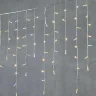 Гирлянда Бахрома с Колпачком 3,2 x 0,9 м Тепло-Белая с Мерцанием Белого Диода 220В, 168 LED, Провод Прозрачный ПВХ, IP65. Фото 1.