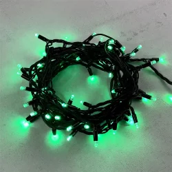 Гирлянда Нить 10м Зеленая 24В, 75 LED, Провод Черный Каучук, IP65