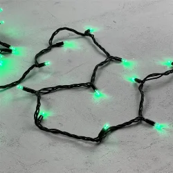 Гирлянда Нить 10м Зеленая 24В, 75 LED, Провод Черный Каучук, IP65