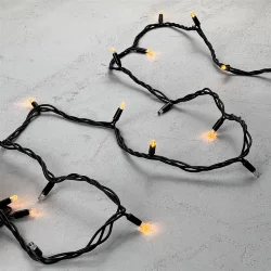 Гирлянда Нить 10м Желтая с Мерцанием Каждого Диода 220В, 75 LED, Провод Черный Каучук, IP65