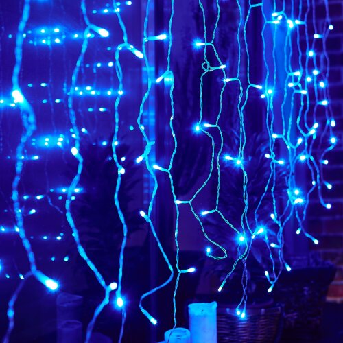 ULD-C3020-240-TTK BLUE IP44 Занавес светодиодный с эффектом мерцания, 3х2м, Соединяемый, 240 светодиодов, Синий свет, Провод прозрачный, TM Uniel - фото 8