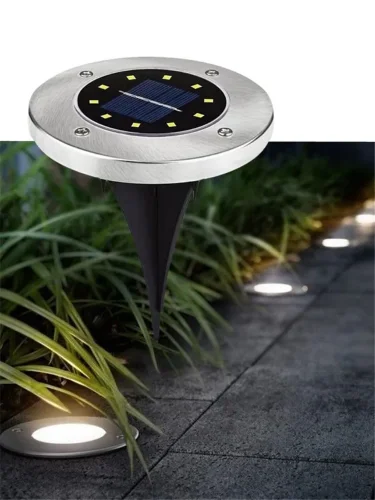 Светильник светодиодный садовый 8SMD бел. 12х12х13 на солнечн. батарее аккум. AA 500мА КОСМОС KOC_SOL105 - фото