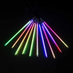 Гирлянда Тающие Сосульки 10шт по 50см, 24В, 600 Разноцветных Светодиодов, Провод Черный ПВХ, IP55
