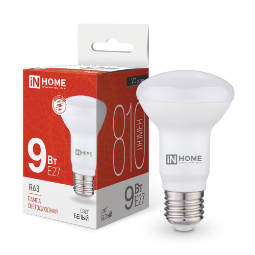 Лампа светодиодная LED-R63-VC 9Вт 230В Е27 4000К 810Лм IN HOME - Фото
