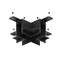 Коннектор трека SMART для ГКЛ, \'X\' образный, механический, черный, Denkirs TR2114-BK