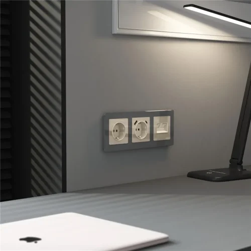 Накладка для двойной розетки Еthernet RJ-45 (айвори акрил) W1191143 - фото 2