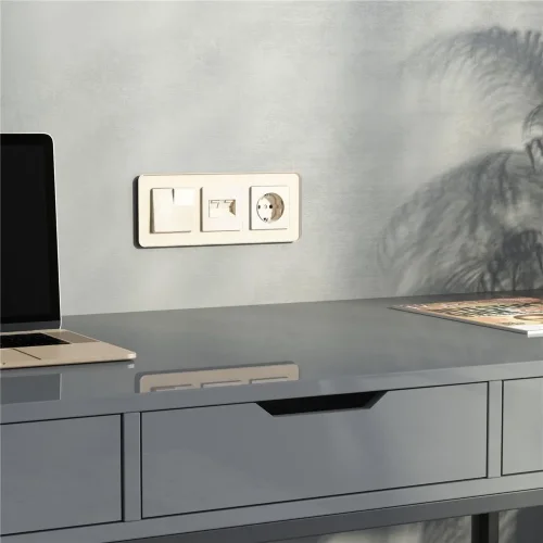 Накладка для двойной розетки Еthernet RJ-45 (айвори акрил) W1191143 - фото 4