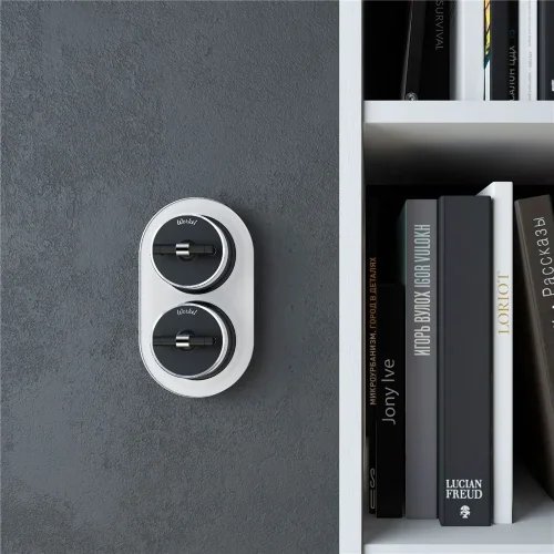 Выключатель на 4 положения двухклавишный Vintage черный матовый/хром W5822051 - фото 2