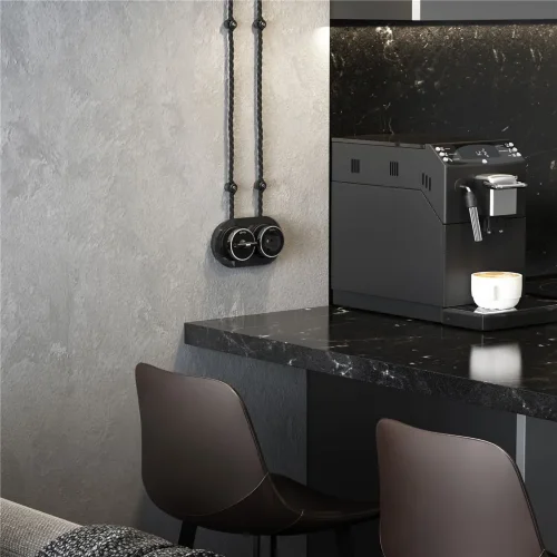 Выключатель на 4 положения двухклавишный Vintage черный матовый/хром W5822051 - фото 3