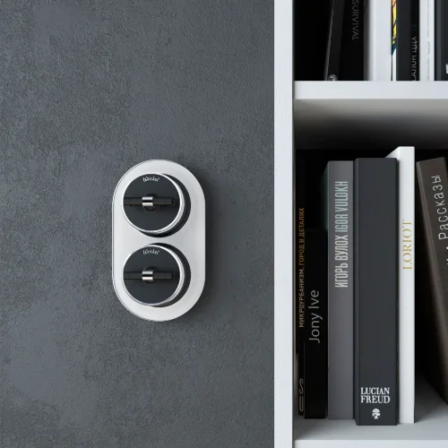 Выключатель на 4 положения двухклавишный Vintage черный матовый/хром W5822051 - фото 2