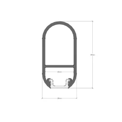 Алюминиевый профиль штанга гардеробный 704 (2000х34х18мм с рассеивателем)