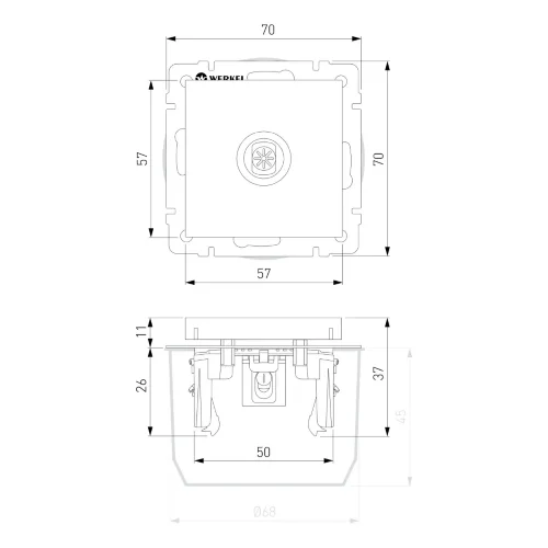 ТВ-розетка проходная (черный матовый) W1184008 - фото 5
