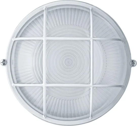 Светильник ЛОН 94 803 NBL-R2-60-E27/WH 1х60Вт E27 IP54 (аналог НПБ 1302 бел. круг с решеткой 60Вт) Navigator 94803 - фото