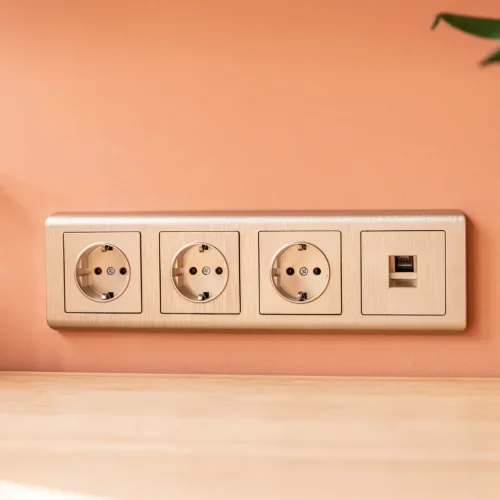 Накладка для телефонной розетки RJ11 (шампань рифленый) W1192010 - фото 3