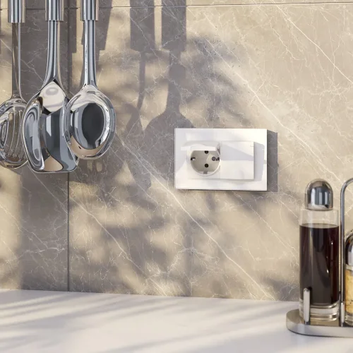 Рамка из стекла для двойной розетки Favorit белый W0081101 - фото 3