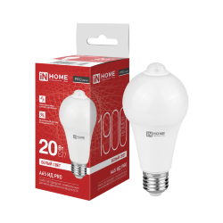Лампа светодиодная LED-A65 ИД-PRO 20Вт 230В Е27 4000К 1900Лм 5м 35сек с инфракрасным датчиком и датчиком освещенности IN HOME