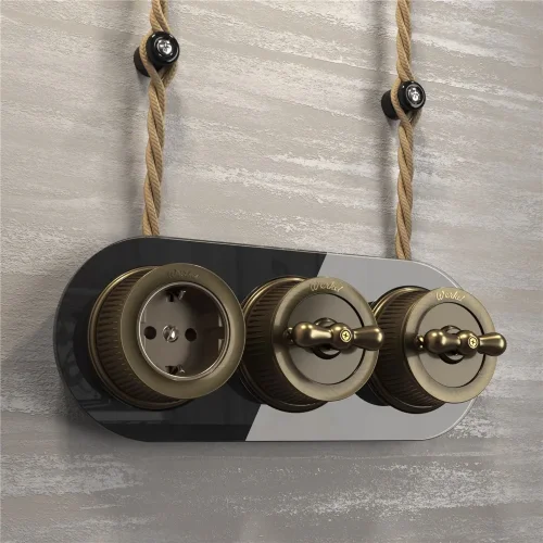 Переключатель/выключатель одноклавишный бронзовый ретро W5712012 - фото 5