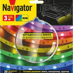 Лента светодиодная 95 143 NLS-SET-01 RGB 3м 30шт/м адаптер 1м IP20 Navigator 95143
