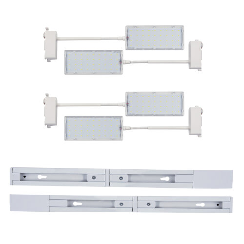 ULB-P37-12W-SPFR-K WHITE 3М SET42 Светильник-прожектор светодиодный трековый, в составе набора из 4штук, с шинопроводом 2штx50см, Сетевой шнур 3м, Спектр для фотосинтеза, Корпус белый - фото 1