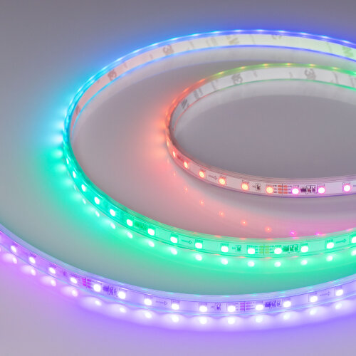 Светодиодная лента герметичная SPI-P-F72-11mm 24V RGB-PX6 (14.4 W/m, IP66, 3535, 5m) (Arlight, бегущий огонь) 030484(2) - фото