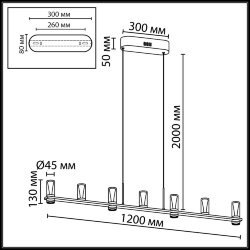 Подвесной светильник «ODEON LIGHT» 7144/45L, серия: DEFANCE (крепление на планке)
