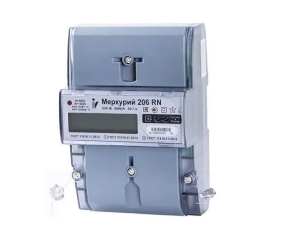 Счетчик Меркурий 206 PRSNO 1ф 5-60А класс точн. 1.0/2.0 многотариф. RS-485 ЖКИ с внешн. питанием с реле Екат. вр. Инкотекс М0000051775 - фото