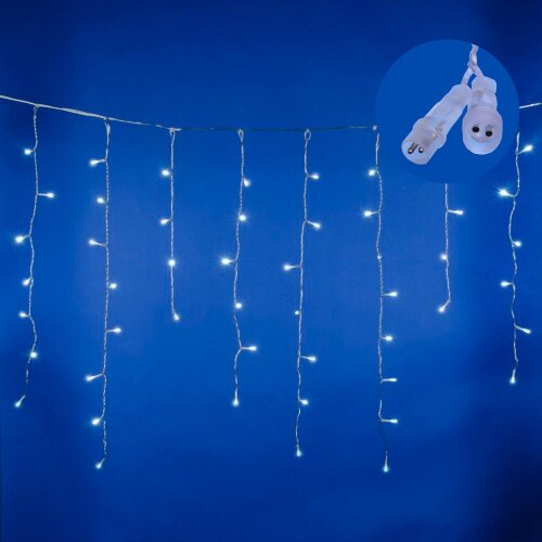 ULD-B2007-100-TTK WHITE IP44 Бахрома светодиодная с эффектом мерцания, 2м, Соединяемая, 100 светодиодов, Белый свет, Провод прозрачный - фото 1