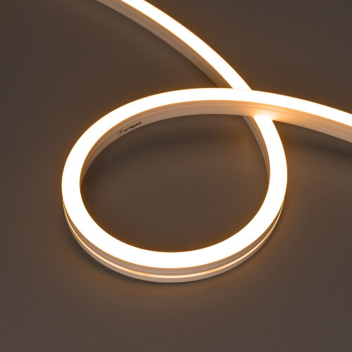 Светодиодная лента герметичная MOONLIGHT-SIDE-A140-12x17mm 24V Warm2400 (9.6 W/m, IP67, 5m, wire x2) (Arlight, Вывод боковой, 3 года) 042782 - фото