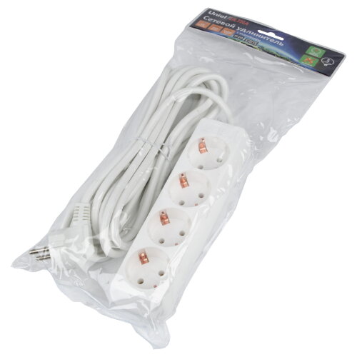 S-GCU4-5 WHITE Удлинитель серии Ultra, шнур 5м., 4 гнезда, 16A, с-з, Белый, TM Uniel - фото 2