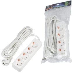 S-GCU4-5 WHITE Удлинитель серии Ultra, шнур 5м., 4 гнезда, 16A, с-з, Белый, TM Uniel