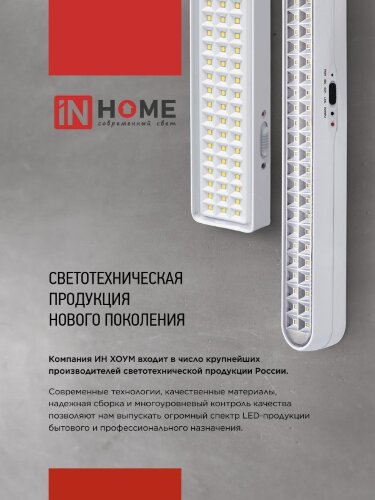 Светильник светодиодный аварийный СБА 2215DC 4+1LED 600mAh lithium battery DC IN HOME - Фото 4
