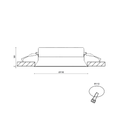 'Светильник светодиодный диммируемый потолочный встраиваемый , серия WL-BQ, Белый, 20Вт, IP44, Теплый белый (3000К), BQ009120-WH-WW 003126