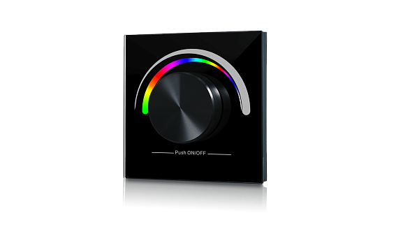 Радио панель W-RGB (B) встраиваемая в стену с валкодером на 1 зону  для RGB ленты, черная, W-RGB-B. Фото 2