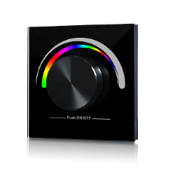 Радио панель W-RGB (B) встраиваемая в стену с валкодером на 1 зону для RGB ленты, черная, W-RGB-B 001540