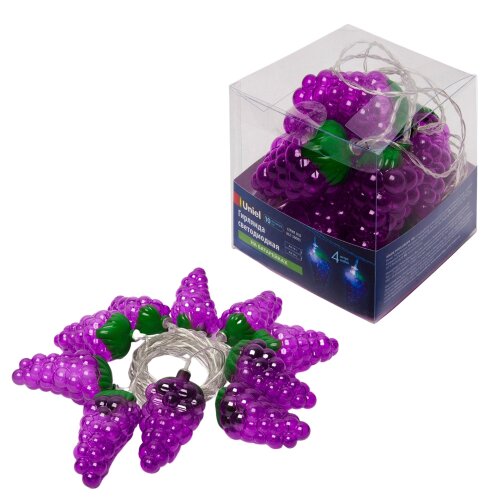 ULD-S0400-010/STB/2AA WHITE IP20 GRAPES Гирлянда светодиодная на батарейках 2AA (не в/к), «Виноград», 4м. 10 светодиодов. Белый свет. Провод прозрачный. - фото