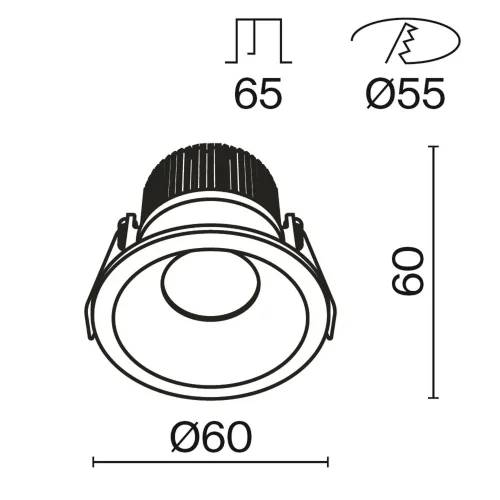 Встраиваемый светильник Zoom 3000K 1x6Вт 60° IP 65 (Белый) - фото 2