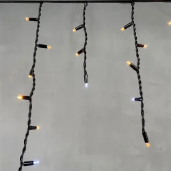 Гирлянда Бахрома 3,1 x 0,5 м Экстра Тепло-Белая с Мерцанием Белого Диода 220В, 120 LED, Провод Черный Каучук, IP65