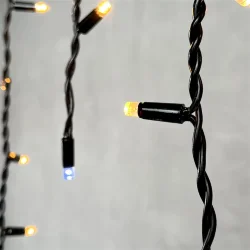 Гирлянда Бахрома 3,1 x 0,5 м Экстра Тепло-Белая с Мерцанием Белого Диода 220В, 120 LED, Провод Черный Каучук, IP65